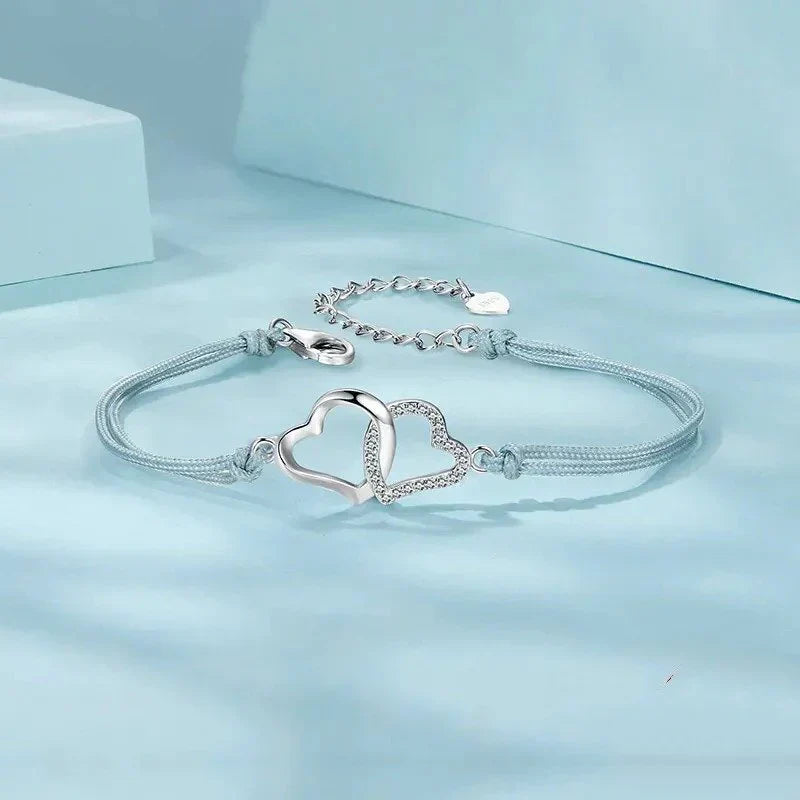 Dainty Gray Rope Link Chain Bracelet for Women Teen Girls