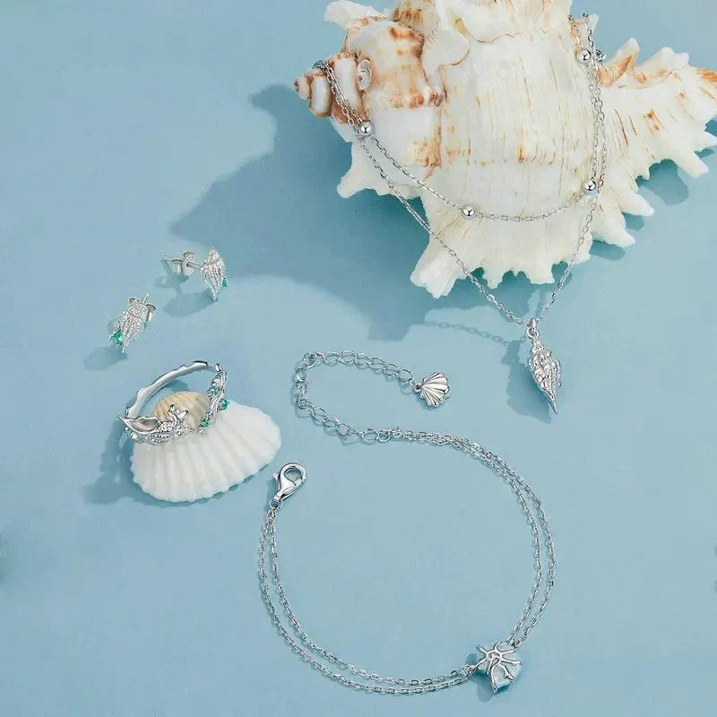 Blue Shell Chain Bracelet